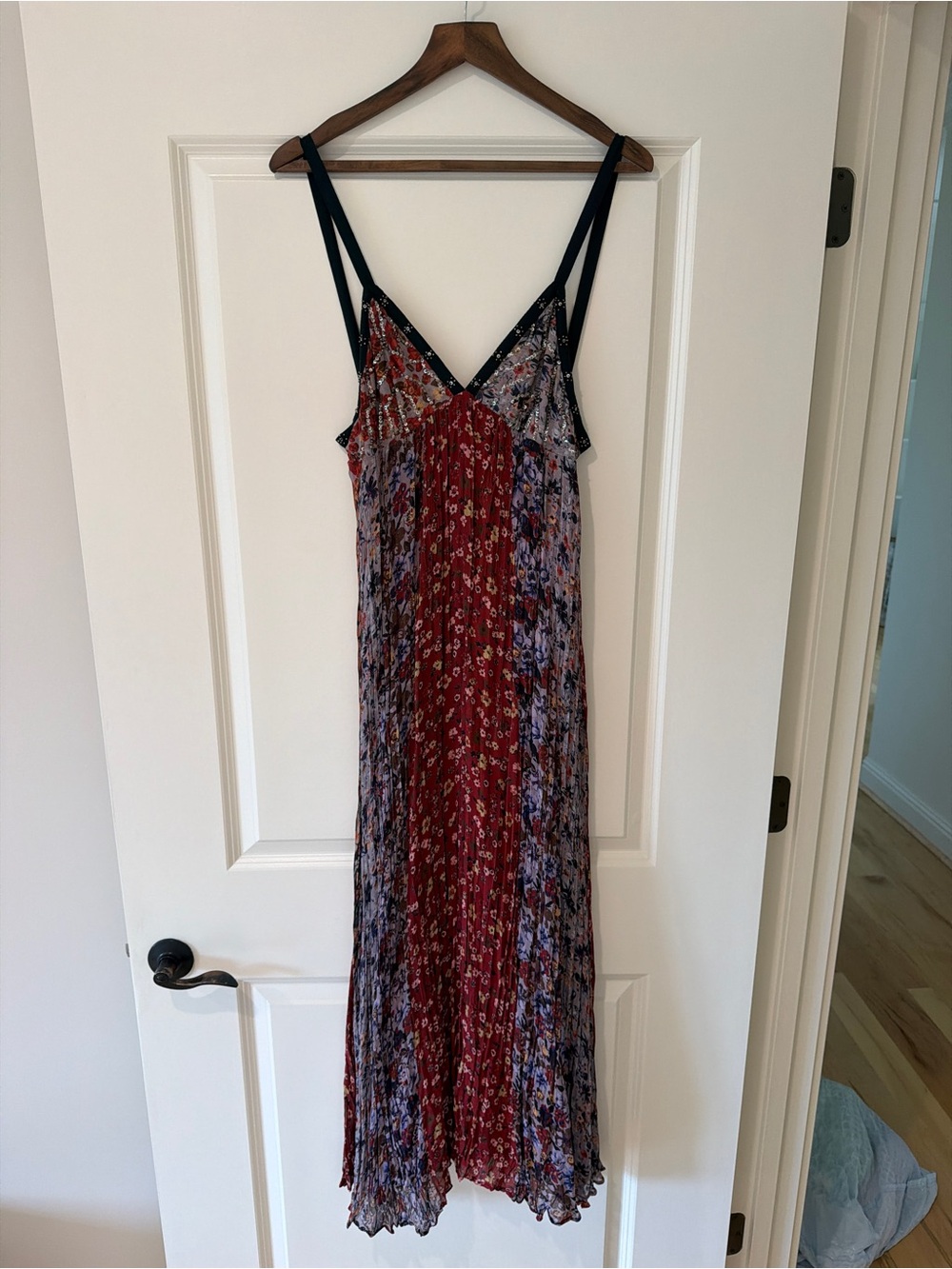 Zara Strapless Mixed Floral Slip Dress in Red and Blue